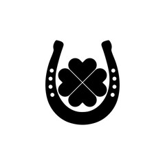 Horseshoe and clover icon isolated on white background