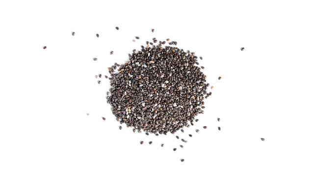 Chia seeds isolated on a white background.