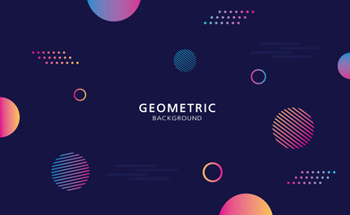 Colorful modern geometry on a dark blue vector background.
