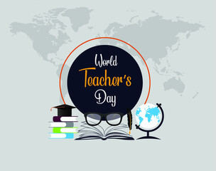 World Teacher's Day. October 5.vector illustration with school equipment for poster, brochure, banner and greeting card.