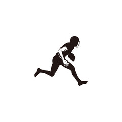 Fototapeta na wymiar silhouette of sport men keeping the ball when playing rugby - football player running with the ball silhouette isolated on white