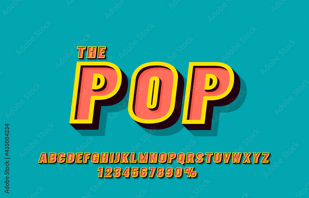 Fototapete pop retro font set collection, letters and numbers symbol. vector