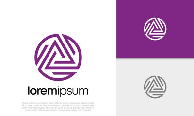 Innovative high tech logo template. Template label for blockchain technology. Initial A. Technology Logo.	
