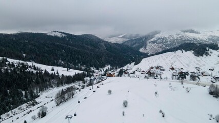 Aerial view of Bachledova dolina in the village of Zdiar in Slovakia © Peter