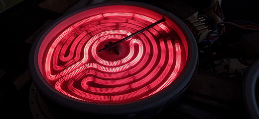 Kitchen stove burner inside electrical resistance thermostat