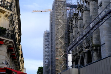 Notre Dame de Paris during its reconstruction. The 24th May 2021, France.