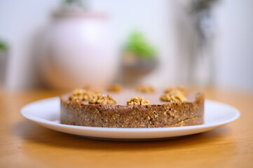 Vegan nut cake. Lime and Chocolate Cashew Tart