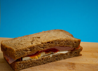 fresh sandwich on blue background