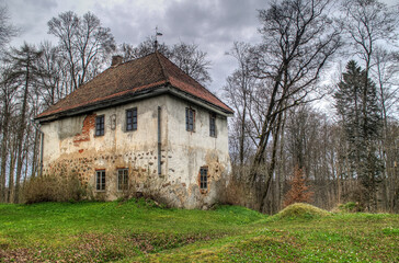 Fototapeta na wymiar Interesting house of Pope manor, Latvia.