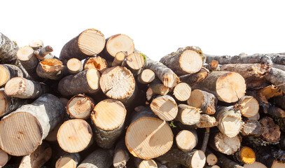 Fototapeta premium stack of wood for fire isolated on white background