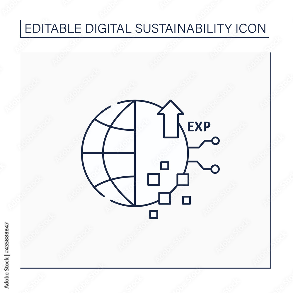 Aufkleber digital experience line icon. interaction between person and an organization.modern technology.globa