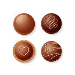 Chocolate candies, realistic vector illustration