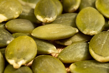 Portion of Pumpkin Seeds close-up shot selective focus