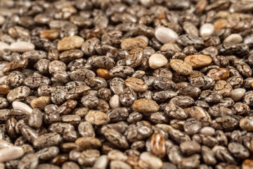 Chia seeds of Salvia hispanica. Superfoods and are used in a wide range of diets.