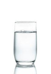 Glass with water and bubbles in water on a white background, Suitable for creative graphic design