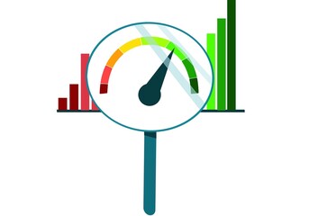 illustration of a barometer and bar chart / benchmarking icon
