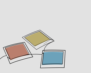 Continuous line, Set of vintage photo frame. Drawing of set Art. (Vector illustration one line drawing)