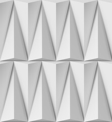 Abstract white background with triangular 3D shapes in pattern and side light