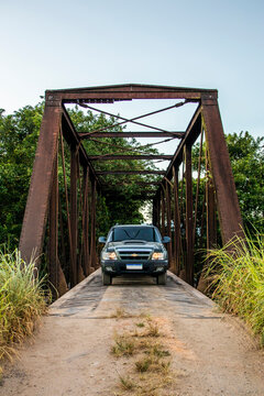 Chevrolet S10 at centennial bridge in Severina. Macae - Glicerio. Rio de Janeiro. Brazil.