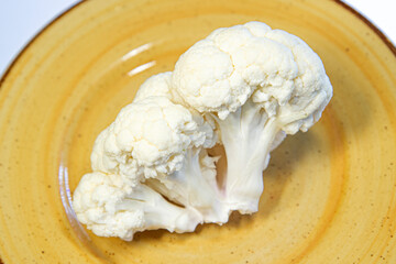 Cauliflower Piece on Yellow Plate Vegetable 