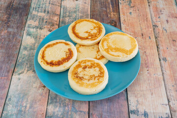 Plate of Colombian arepas for breakfast without filling