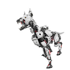 cyber dog is running in white background