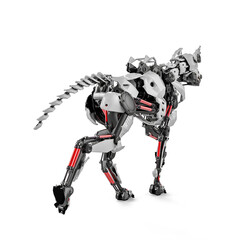 cyber dog walking in white background