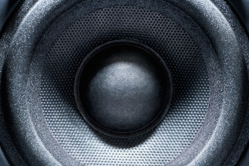 Audio speaker or music column black close up