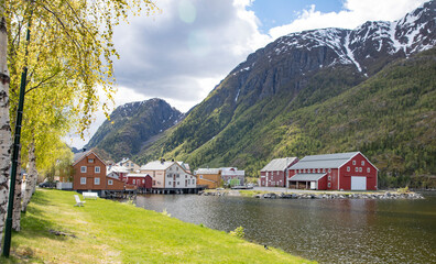 Sjøgata (seastreet) is part of the old town of Mosjøen,Helgeland,Nordland county,Norway,scandinavia,Europe