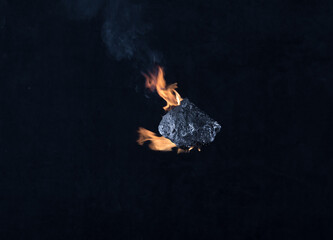 flying asteroid meteorite in black space