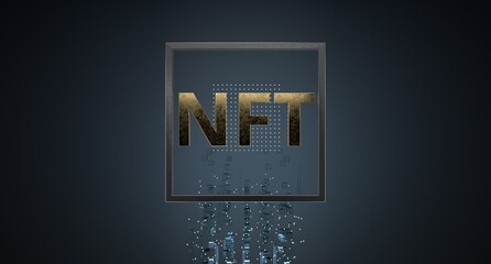 NFT non fungible token, crypto currency used for art collectibles - obrazy, fototapety, plakaty