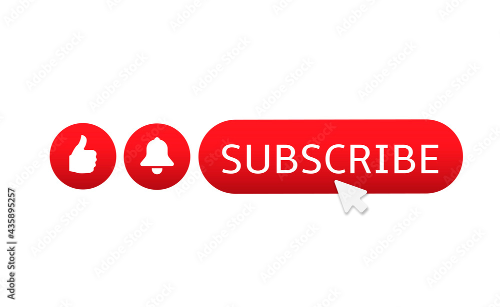 Aufkleber subscribe vector web buttons red subscribe button with red bell and thumb up icon
