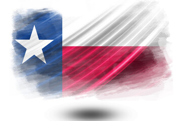 Texas flag in a waving style and grunge artistic brush strokes. Used as a background element and as a patriotic sign for concepts like I love my state or country.
