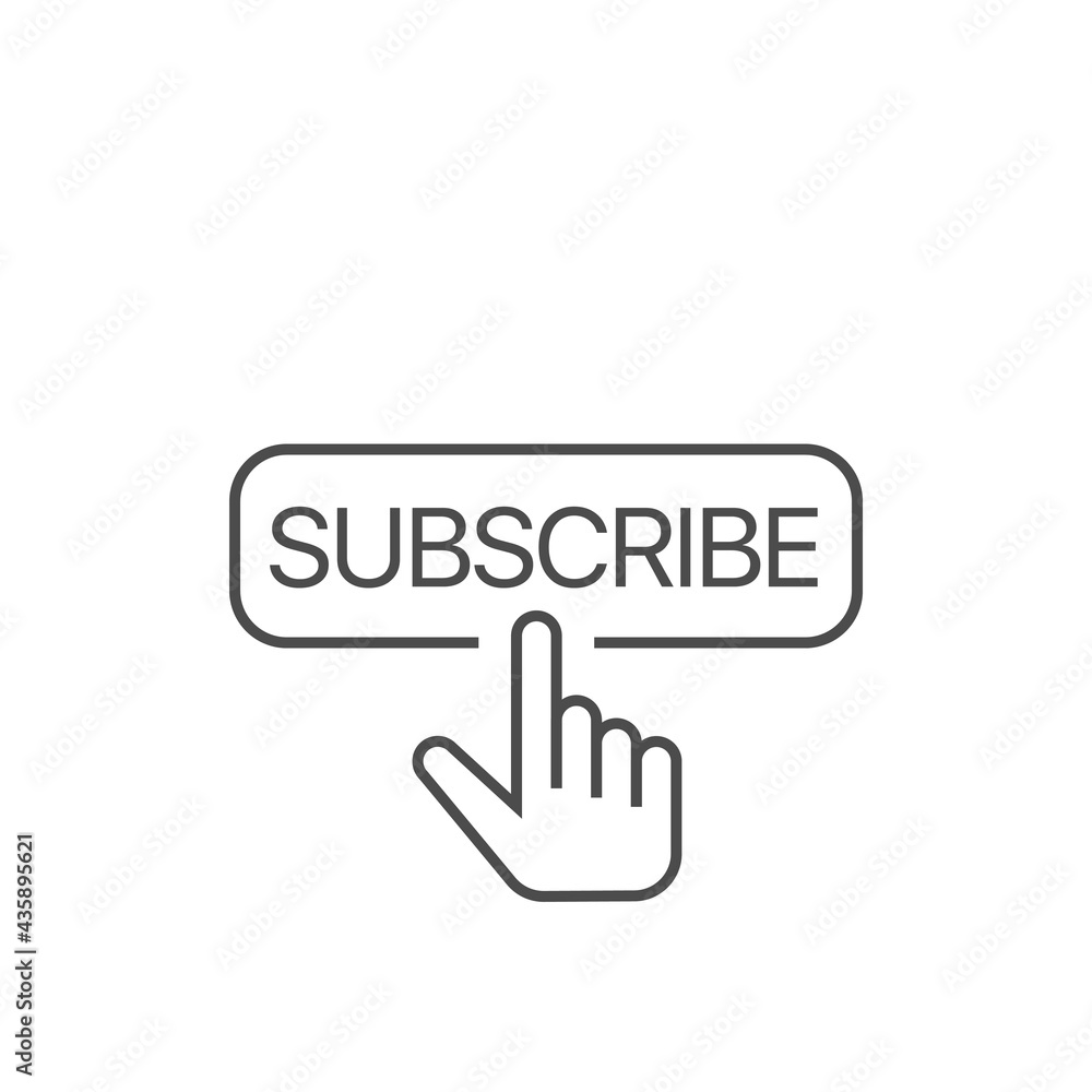 Aufkleber subscribe button with finger cursor icon button with hand cursor for subscription.