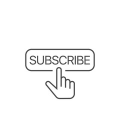 Subscribe button with finger cursor icon Button with hand cursor for subscription.