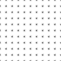 Square seamless background pattern from black plane symbols. The pattern is evenly filled. Vector illustration on white background