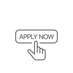 Apply now button with finger cursor icon Click button business concept