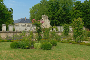 Rose garden of the Abbey of Chaalis, Oise, France

