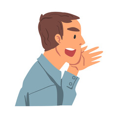 Man Shouting Expressing her Protest, Male Person Expressing Disagreement or Disapproval Emotions Cartoon Vector Illustration