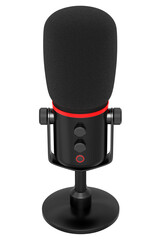 3D rendering of black studio condenser microphone isolated on white background