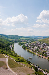 Bernkastel, Bernkastel-Kues, Mosel, Weinberge, Burg, Landshut, Altstadt, Altstadthäuser, Moselufer, Fluss, Schifffahrt, Frühling, Rheinland-Pfalz, Deutschland