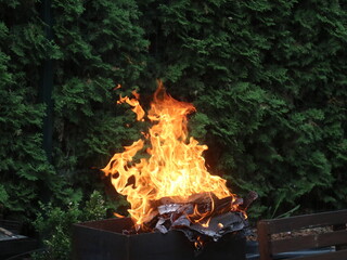A close up of a fire