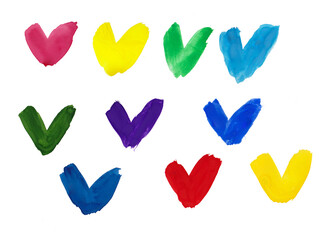 Heart with watercolors, Set of hearts painted with watercolors. Simple doodle of a heart