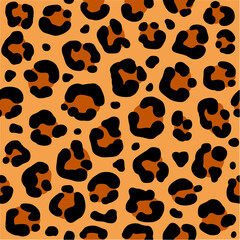 Naklejka na ściany i meble Seamless animal pattern. Leopard hot summer vector background. African wallpaper, suitable for wrapping, textile, disign.