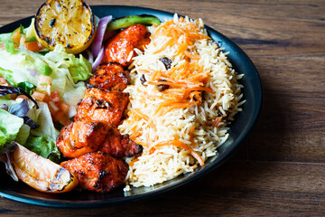 Chicken kabob with basmati rice
