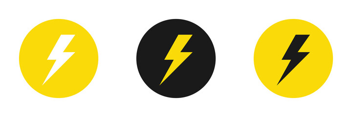 Set of electrical lightning logo designs. Thunder icons. Modern flat style.