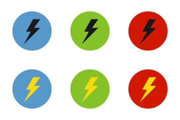 Set of electrical lightning logo designs. Thunder icons. Modern flat style.