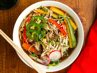 Ramen bowl with fresh vegetables
