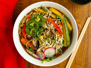 Ramen bowl with fresh vegetables