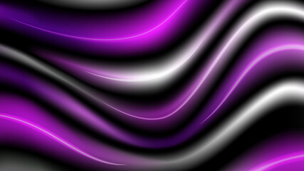 Wavy Colorful Background with Violet, Black and White Stripes. Vector illustration